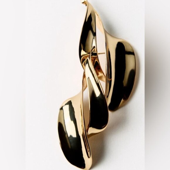 Zara Twisted Gold Earrings NWT - Picture 1 of 6